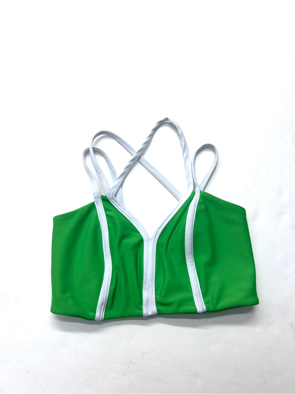 Five Dancewear Green and White Strappy On the Way Sports Bra Top